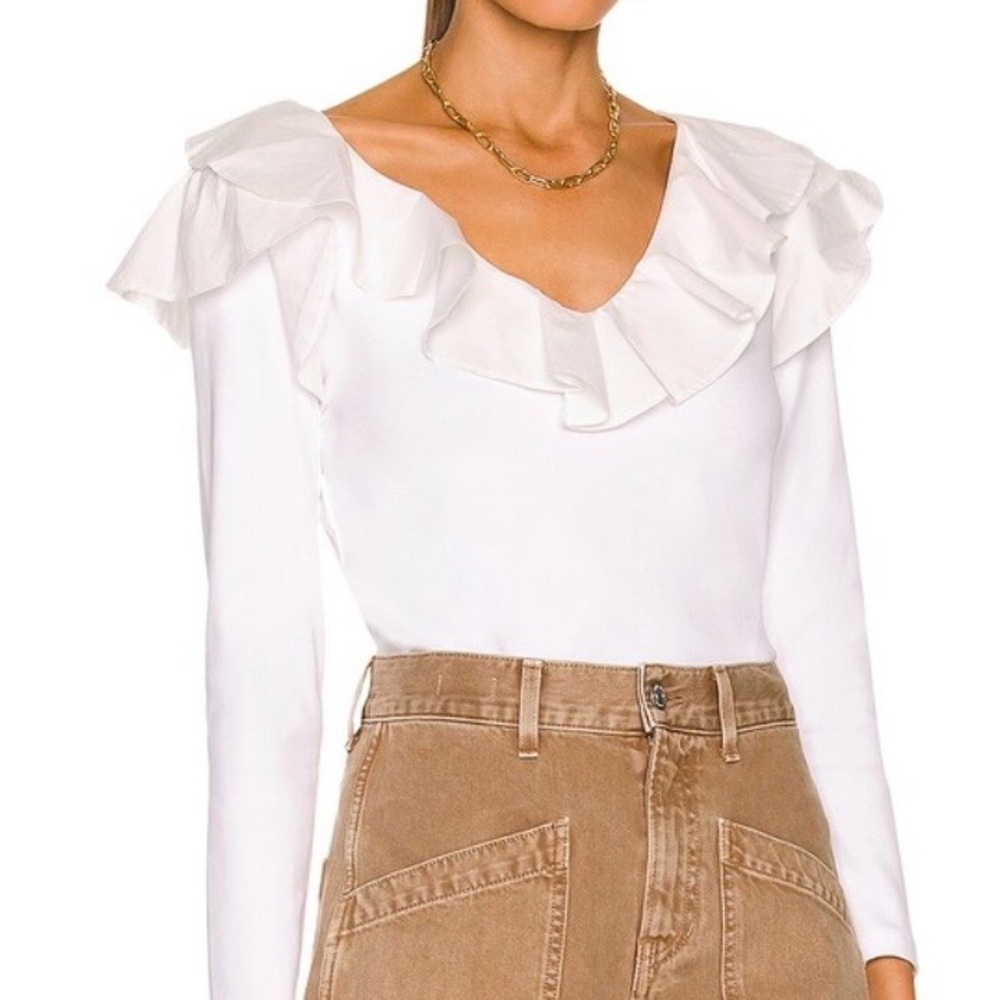 ⭐️NWT⭐️ Veronica Beard Strata Ruffled V-Neck, Size S - Picture 2 of 13